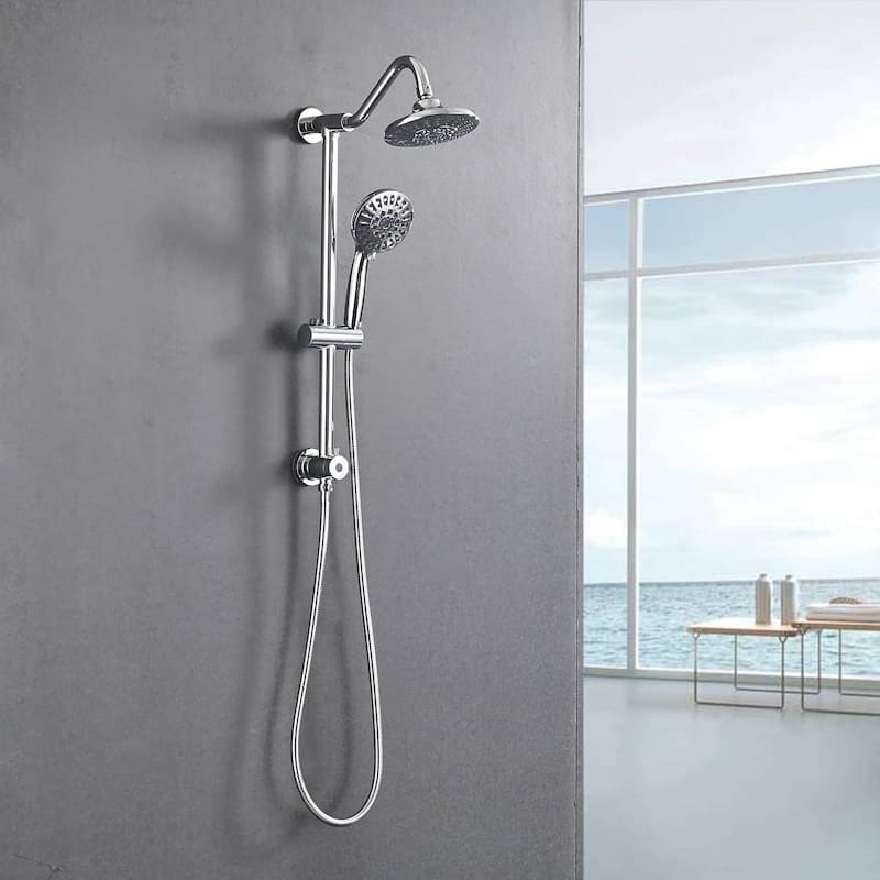 Wall Mounted Shower Faucet With Handheld Shower 6 Inch Rain Shower Head Combo Set Shower System With Slide Bar, NO VALVE