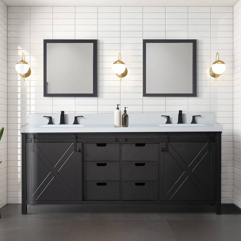 Marsyas Bath Vanity, Cultured Marble Countertop, Faucet Set and Mirrors