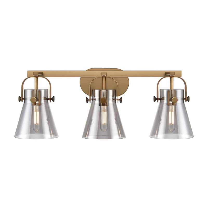 Innovations Lighting 423-3W-10-27 Pilaster II Cone Vanity Pilaster II - Brushed Brass / Plated Smoke