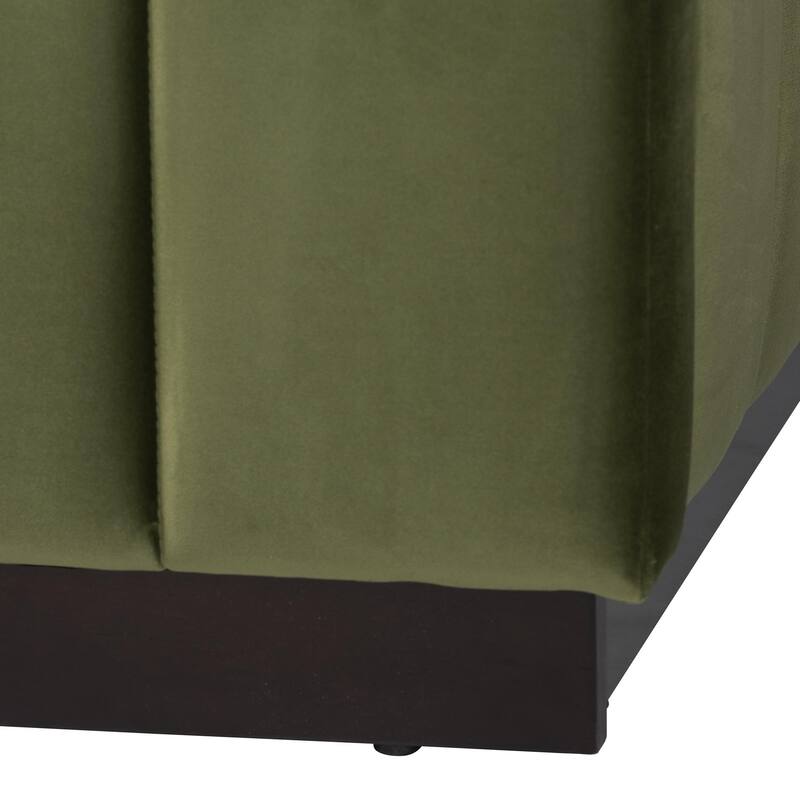 Granger Velvet Upholstered Platform Bed with Channel Tufted Headboard, Modern Low Profile Bed Frame