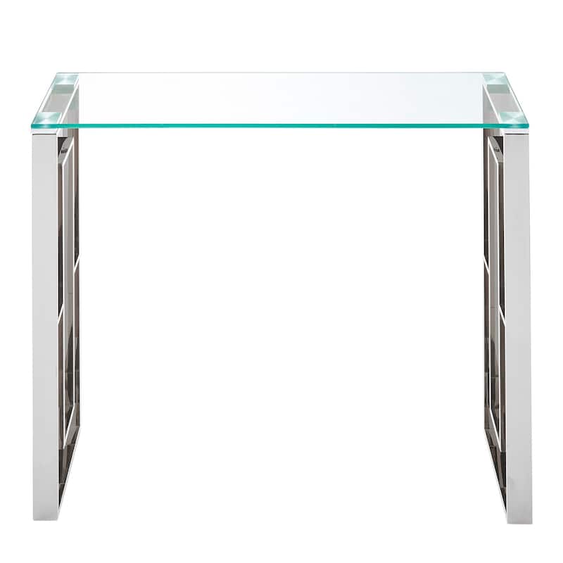 Glass Top Console Table - 39.5" - Silver and Clear