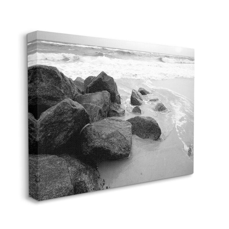 Stupell Incoming Tide Nautical Beach Coast Black White Photography Canvas Wall Art