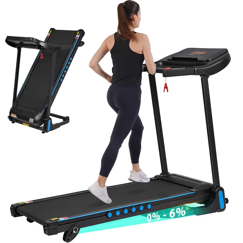 350 lbs Weight Capacity Hydraulic System Auto-Folding Treadmill - N/A - Black