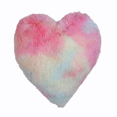 Tempo Home Rainbow Faux Fur Heart and Star Toss Pillows