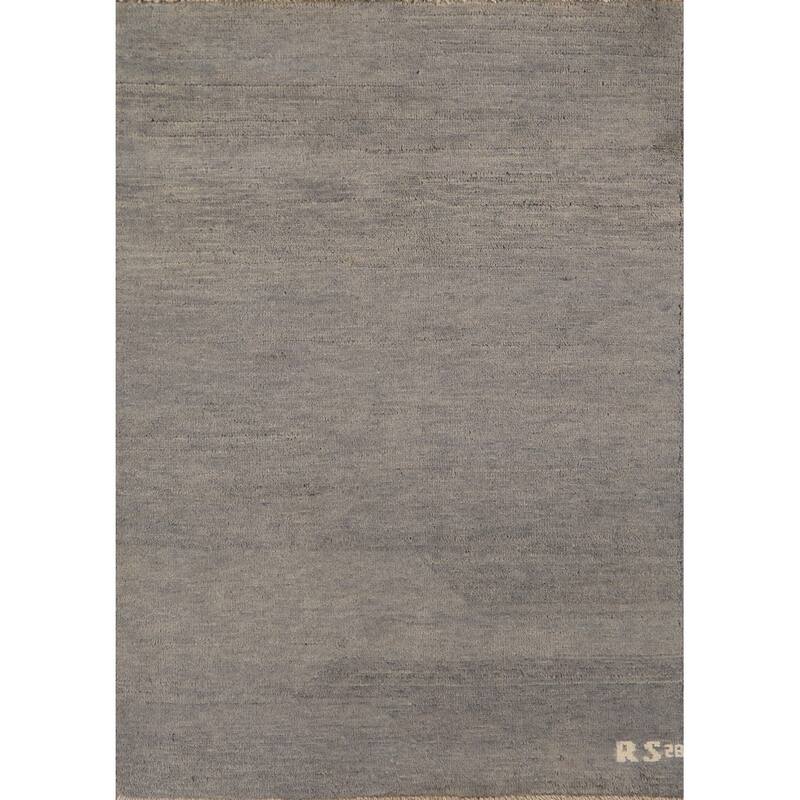 Hand Knotted Oriental 100% Wool Carpet Modern Modern Greys & Charcoal Gabbeh Area Rug - 4' 0'' X 2' 7''