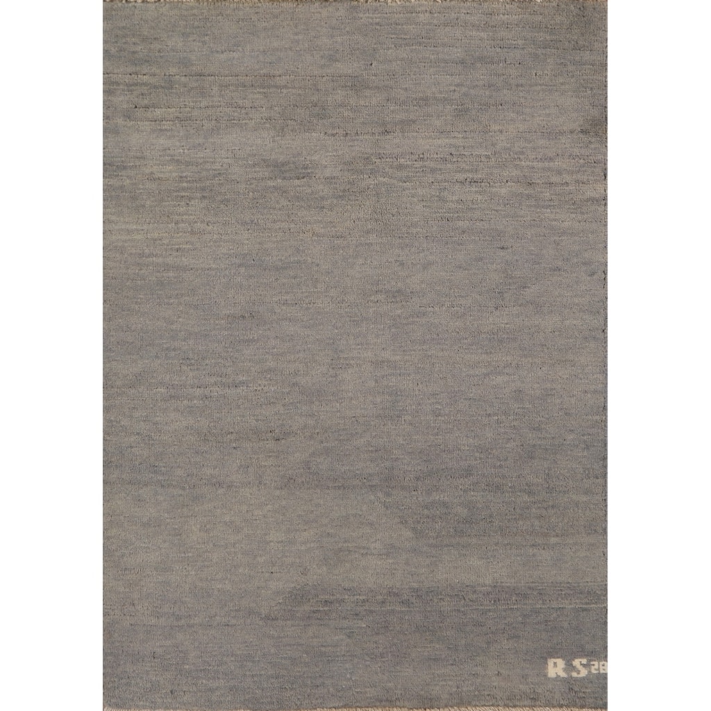 Hand Knotted Oriental 100% Wool Carpet Modern Modern Greys & Charcoal Gabbeh Area Rug - 4' 0'' X 2' 7''