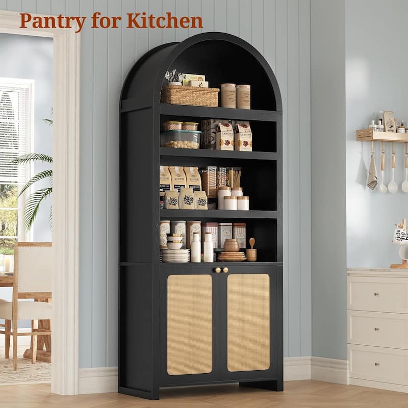 Tall Arched Cabinet Bookcase Storage Bookshelf Door Bathroom Storage Cabinet