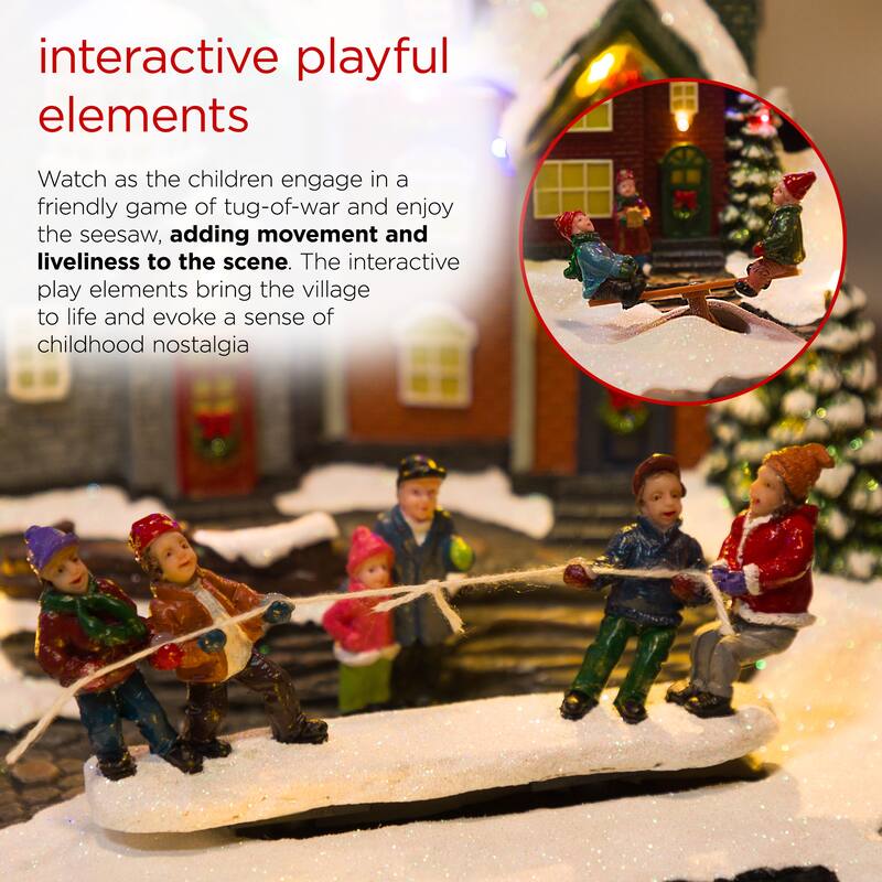 Alpine Corporation Christmas Winter Wonderland Set with LED Lights and Music