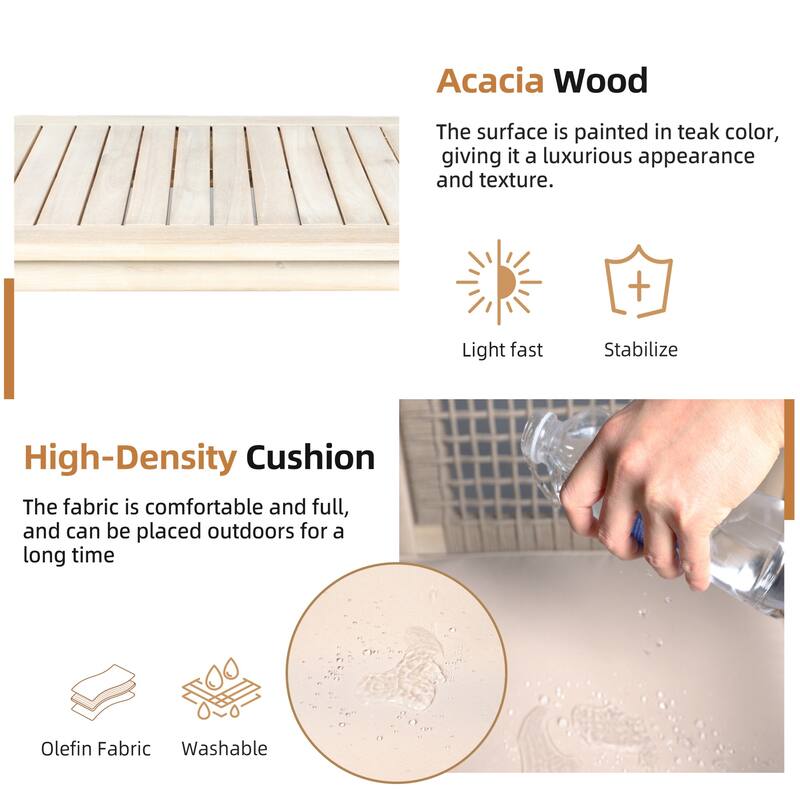 4-Piece Outdoor Acacia Wood Conversation Sets with Coffee Table