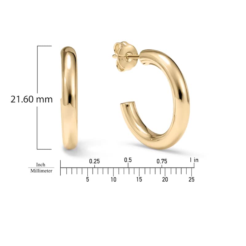Clover 14K Yellow Gold High-Polish Classic Hoop Stud Earrings