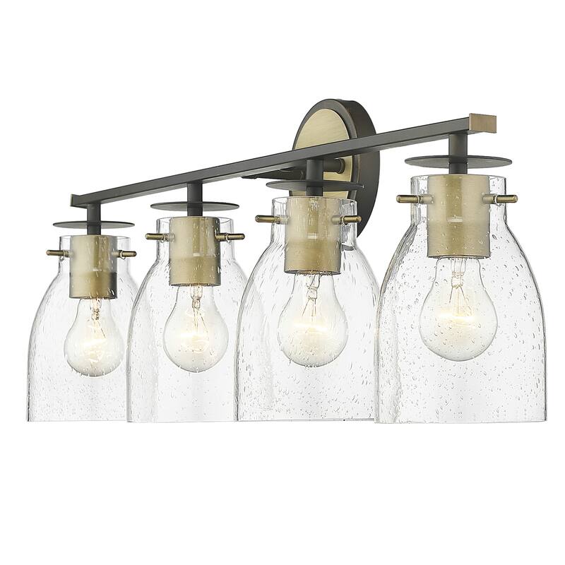 Shelby Oil Rubbed Bronze/ Antique Brass Bath/ Vanity Fixture w/ Clear Seedy Glass
