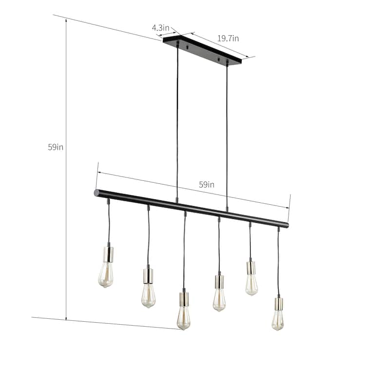 Carbon Loft Crow Matte Black 6-light Pendant (Edison Bulb Included)