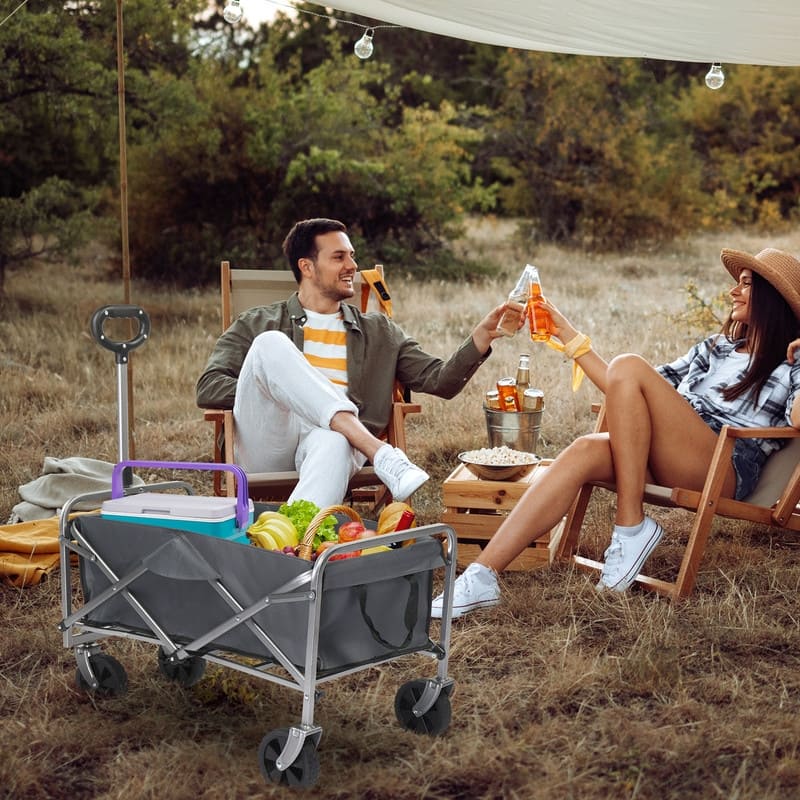 220lbs Capacity Collapsible Steel Frame Outdoor Utility Wagon Cart