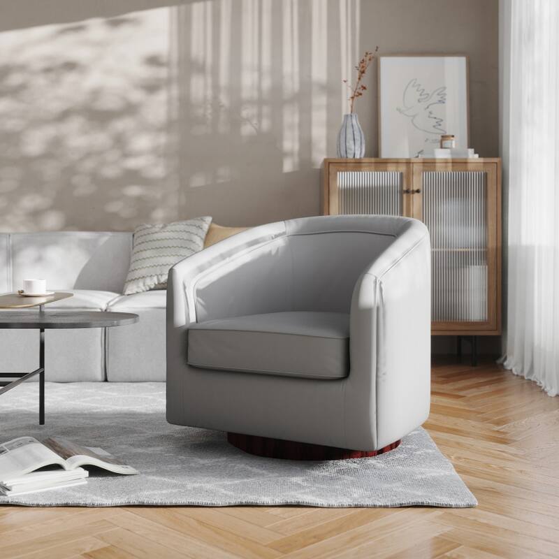 Traditional Club Style Upholstered Accent Chair with 360° Swivel Metal Base