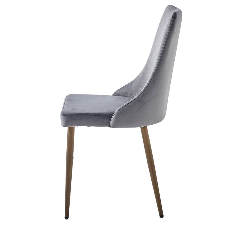 Mid-Century Velvet and Metal Dining Chair, Set of 4 - Black and Aged Gold