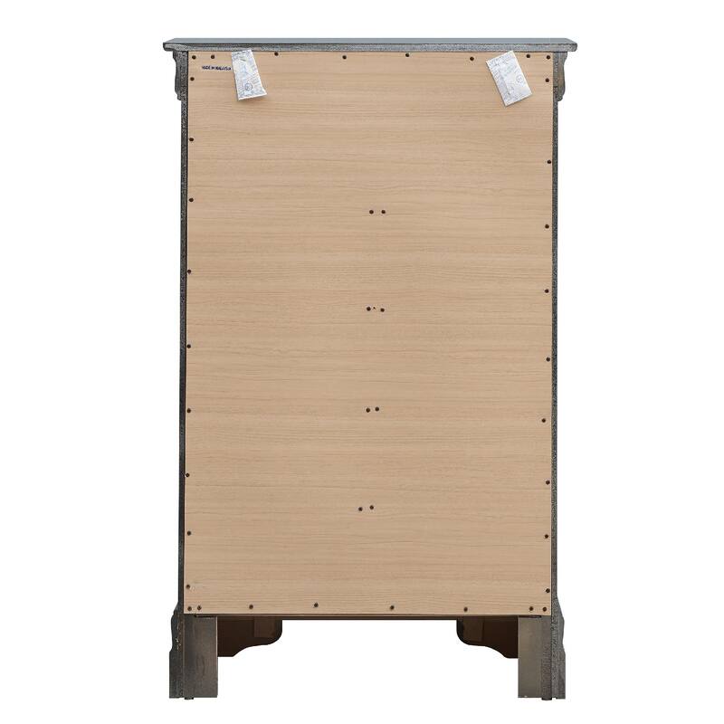 5-Drawer Wooden Bedroom Chest - 48" - Metallic Black