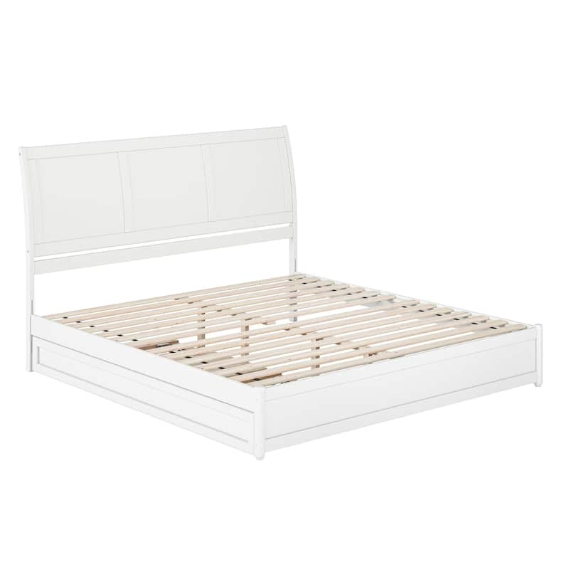 Andorra Platform Bed with Panel Footboard and Twin XL Trundle