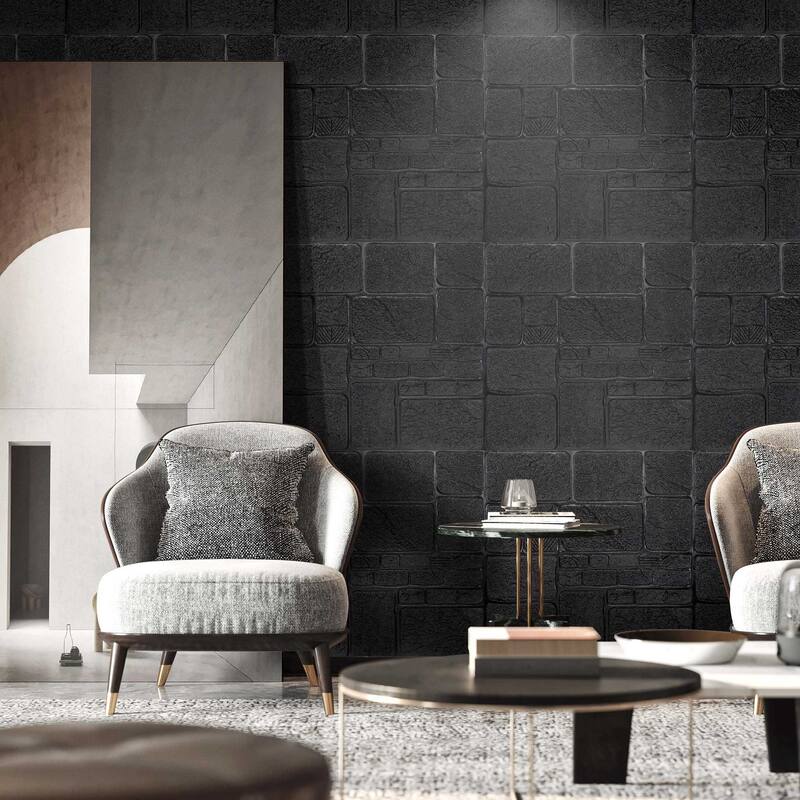 Dundee Deco Charcoal Bricks, Stones PE Foam 3D Wall Panels, Decorative