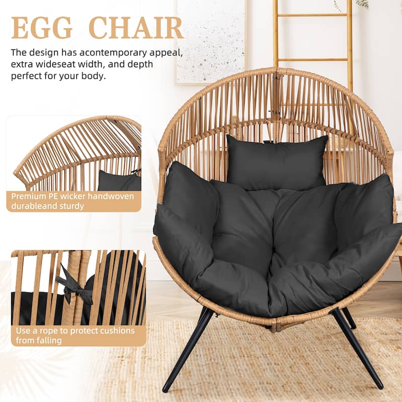 Futzca Wicker Egg Chair with Cushion