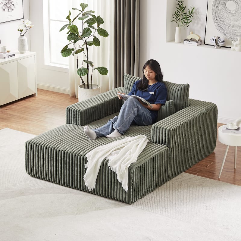 Modern 75" Corduroy Lounge Chair, Soft and Comfortable Sleeper Sofa with Pillow Support for Indoor Spaces