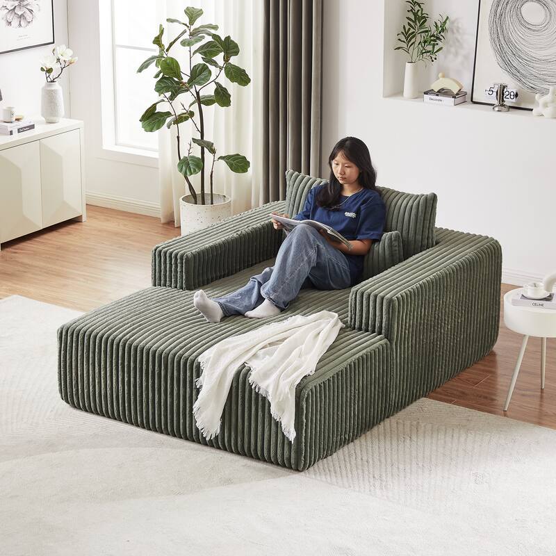 Plush Corduroy Fabric Modular Cloud Sofa with Backrest Pillow for Livingroom 75-Inch Fluffy Sleeper Sofa Bed