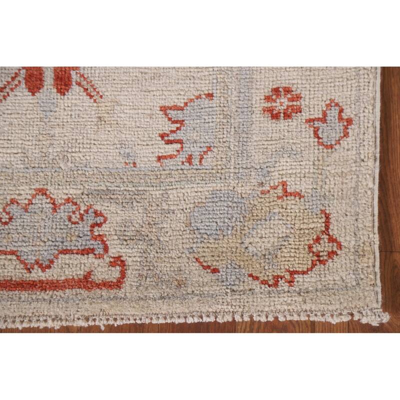 Hand Knotted Oriental 100% Wool Carpet Transitional All-Over Beige & Ivories Oushak Runner Rug - 17' 7'' X 2' 5''
