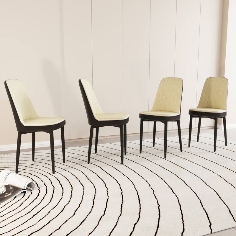 Dining Chairs Set of 4, Faux Leather Upholstered Dining Chairs with Metal Legs for Kitchen/Living Room/Restaurant