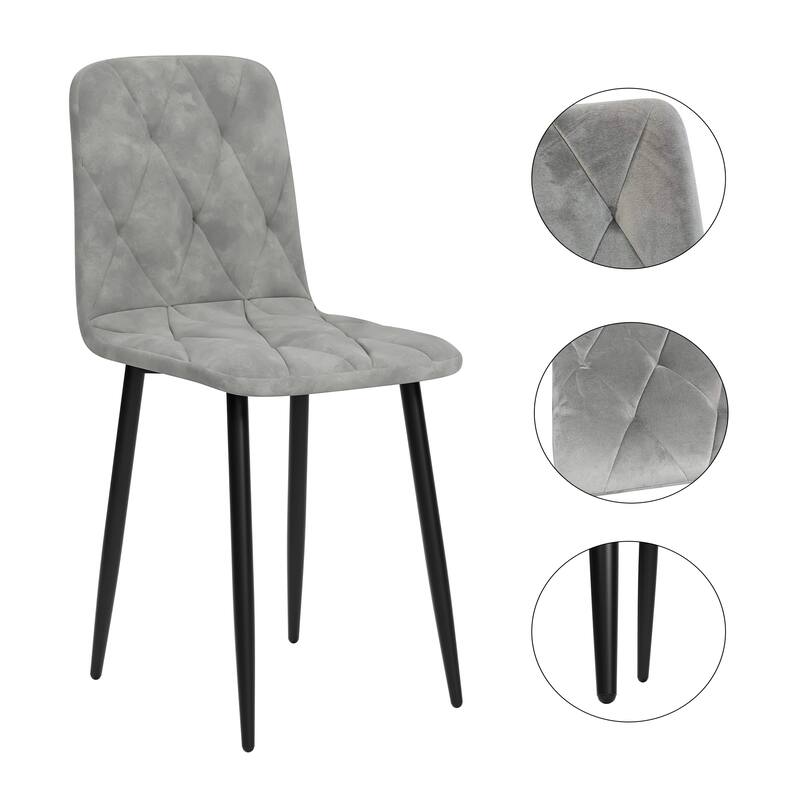 4 Piece Velvet Kitchen Dining Chairs with Metal Legs, Cushions, Backrests, No Armrests for Dining Room Kitchen Living Room