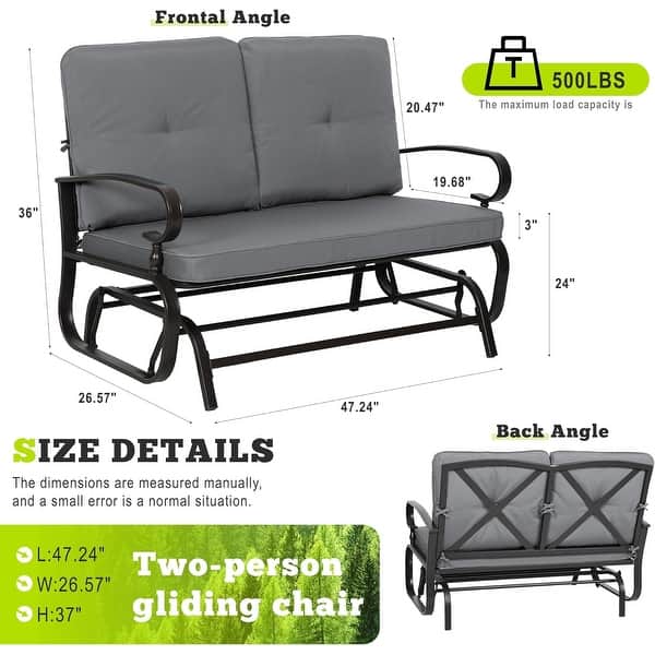 dimension image slide 0 of 6, Nista 2 Person Outdoor Patio Glider Garden Bench Rocker Chair by Havenside Home