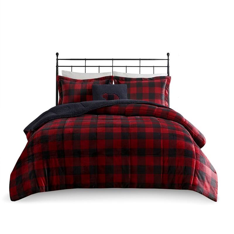 GDF Studio - Alton Plush to Sherpa Down Alternative Comforter Set - Plaid