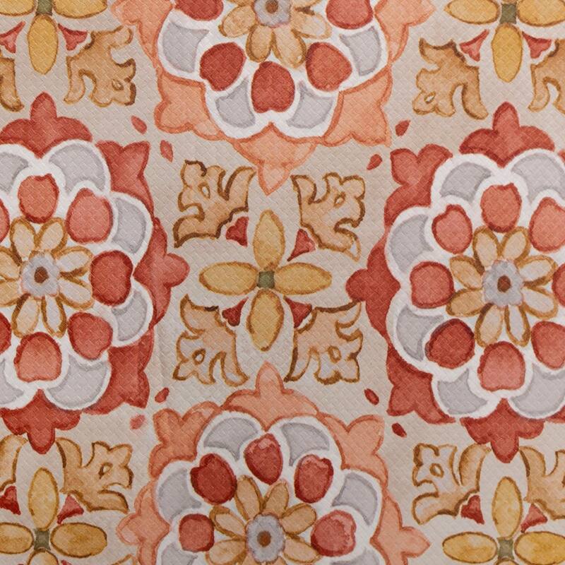 SoHome Cozy Living Turkish Tile Spice Floral Anti-Fatigue Kitchen Mat, Red/Yellow