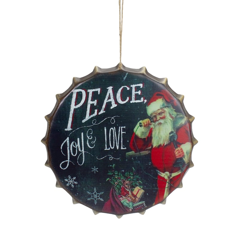 11.75" Red and White Peace, Joy and Love Christmas Wall Decor