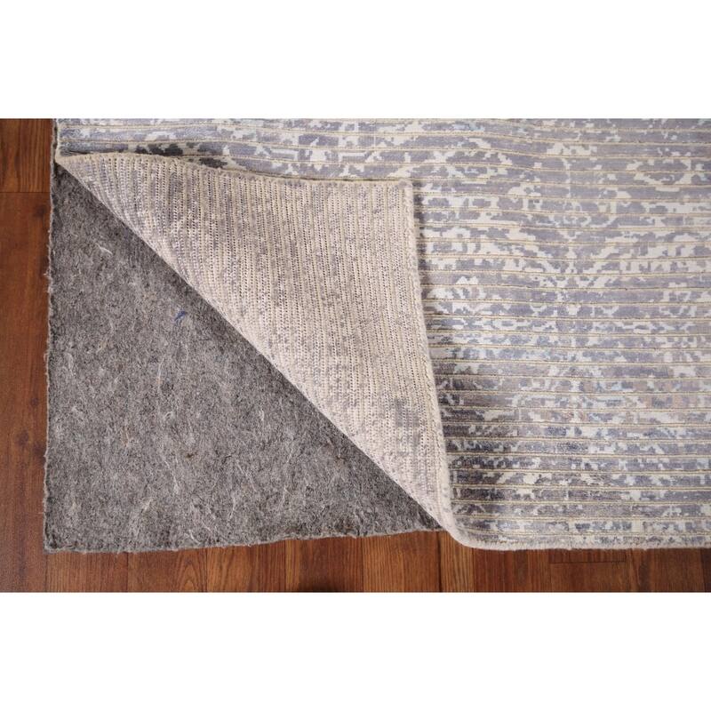 All-Over Striped Abstract Modern Accent Rug Hand-Knotted Wool Carpet - 2'8" x 5'0"