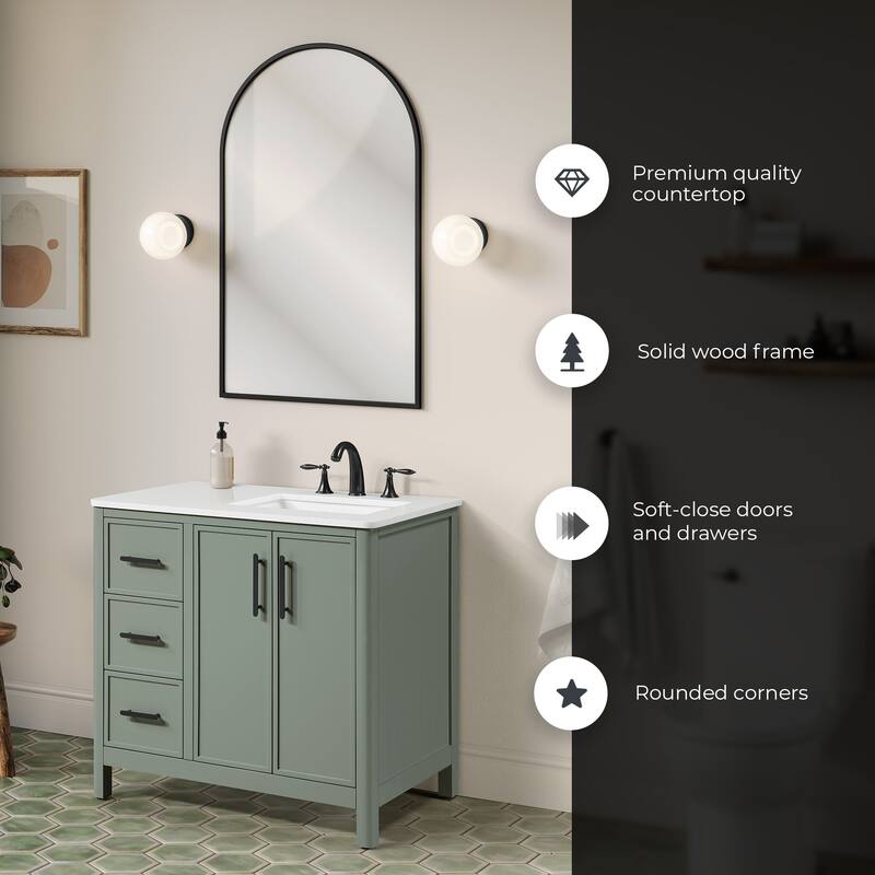 OVE Solas Bathroom Vanity with White Engineered Stone Top