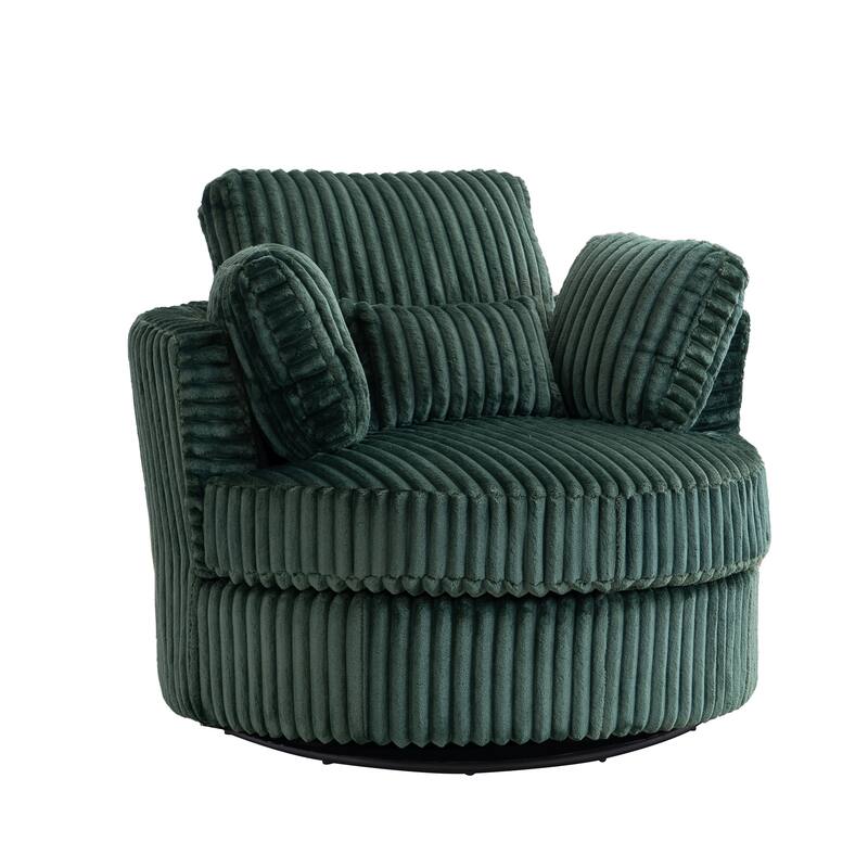 Corduroy 360° Swivel Barrel Chair with 4 Pillows and 400lb Weight Capacity