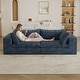 preview thumbnail 57 of 147, Modular Sectional Sofa Corduroy Upholstered Sleeper Sofa Convertible Cloud Accent Couch Deep Seat Chaise Lounge, DIY Combination Loveseat - Blue
