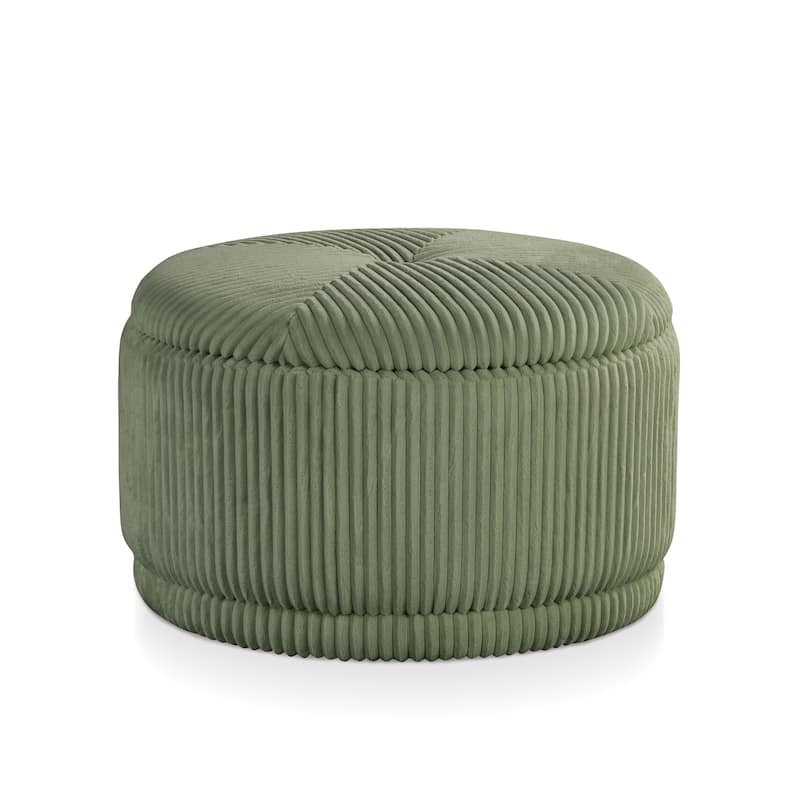 Furniture of America Elyndra 29-inch Round Chenille Storage Ottoman
