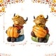 preview thumbnail 6 of 7, Glitzhome 4.25"H Set of 2 Thanksgiving Resin Highland Cow Table Decor