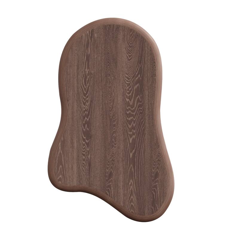 40 Inch Cloud Shaped Coffee Table with 3 Ball Legs for Living Room, Walnut Top Black Legs