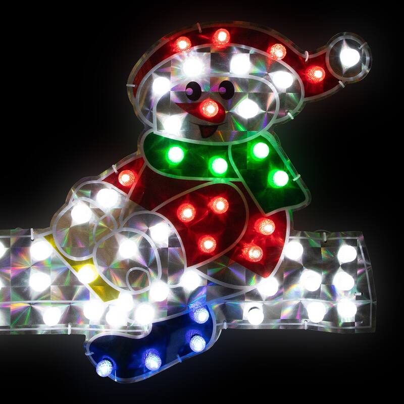 48" Yellow Red Holographic Snowmen on See Saw Outdoor Christmas Decor - Multi