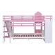 preview thumbnail 6 of 38, Full-Over-Full Castle Style Bunk Bed with 2 Drawers 3 Shelves and Slide - Pink