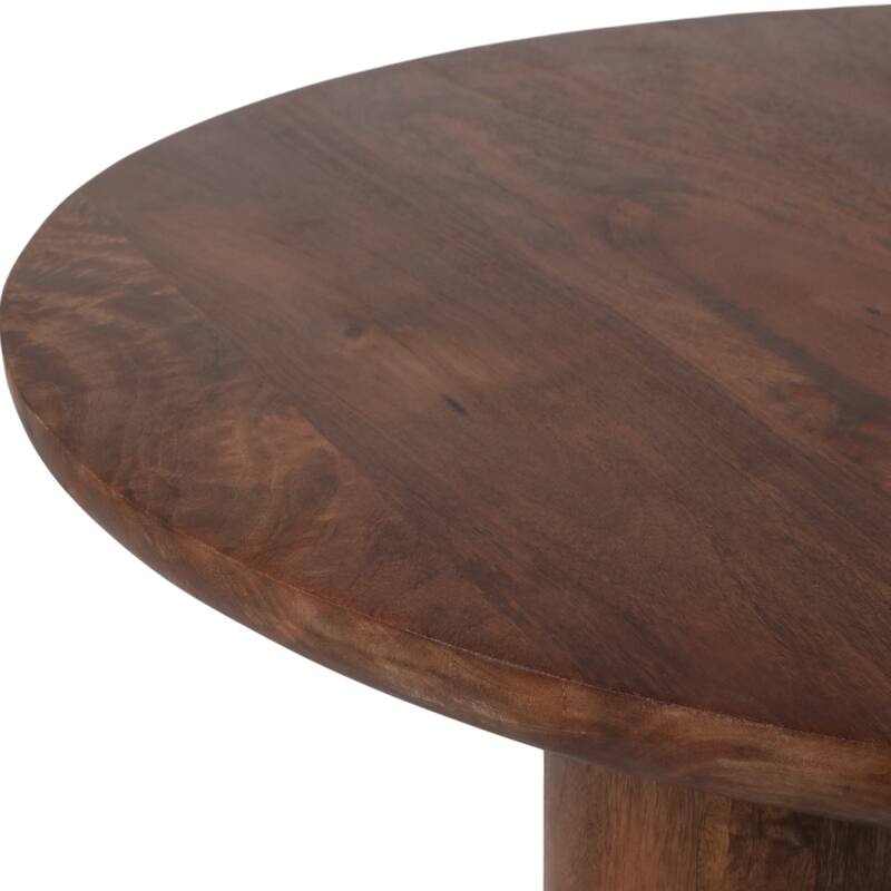 Round Natural Wood Coffee Table Modern Design Solid Cylindrical Legs