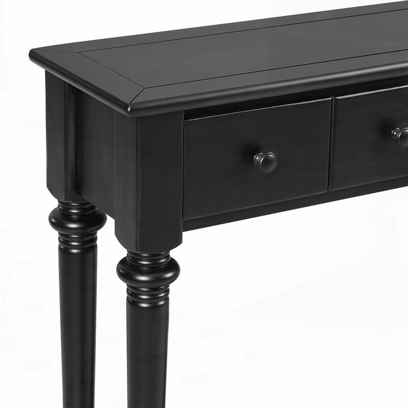 Retro Console Table with Open Shelf and 4 Drawers for Entryways