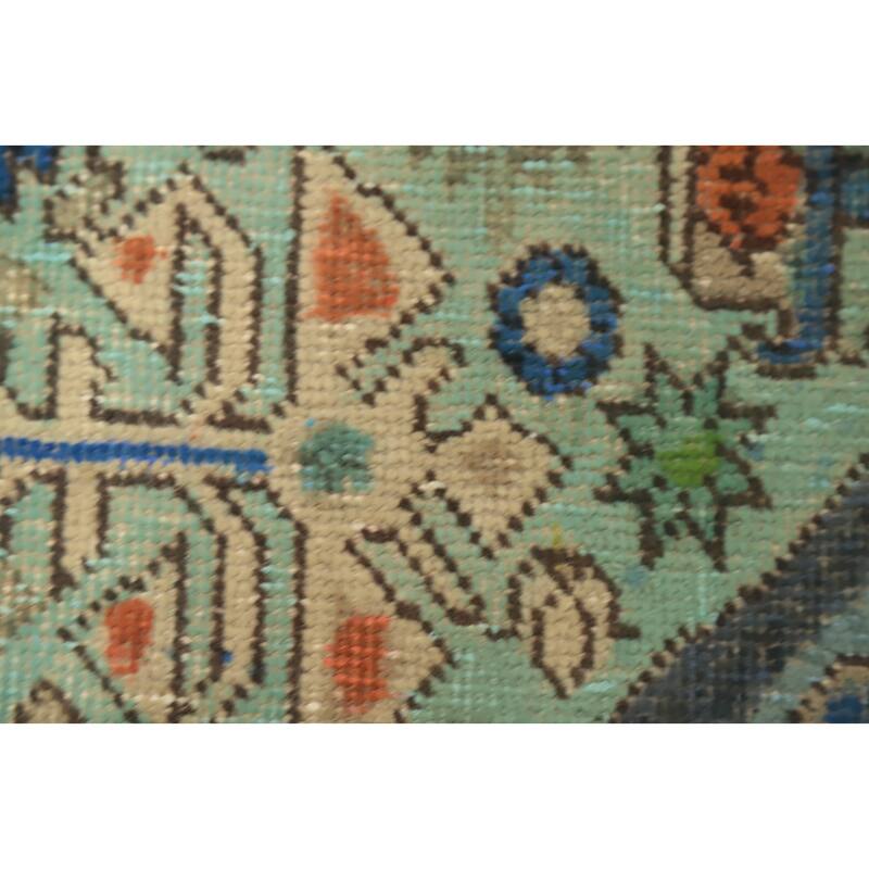 Hand Knotted Oriental 100% Wool Carpet Traditional Floral Navy Blue & Blues Tabriz Area Rug - 9' 5'' X 6' 5''