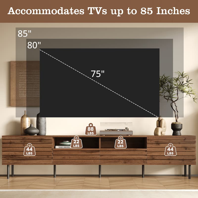 78" Modern TV Stand for TVs up to 85" - Entertainment Center with Closed Storage, Cable Management, Large TV Stand