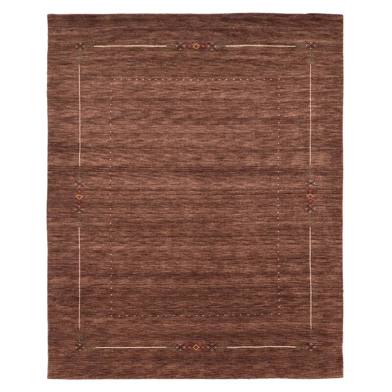 ECARPETGALLERY Hand Loomed Kashkuli Gabbeh Dark Brown Wool Rug - 8'2 x 9'11