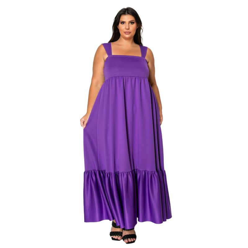L I V D Plus Size Angelika Ruffled Hem Maxi Dress - 2X - Purple