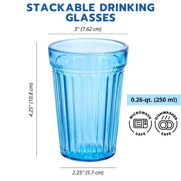 dimension image slide 0 of 6, STP Goods Pastel Collection Faceted Drinking Glasses Set of 4 - 8.3 fl oz