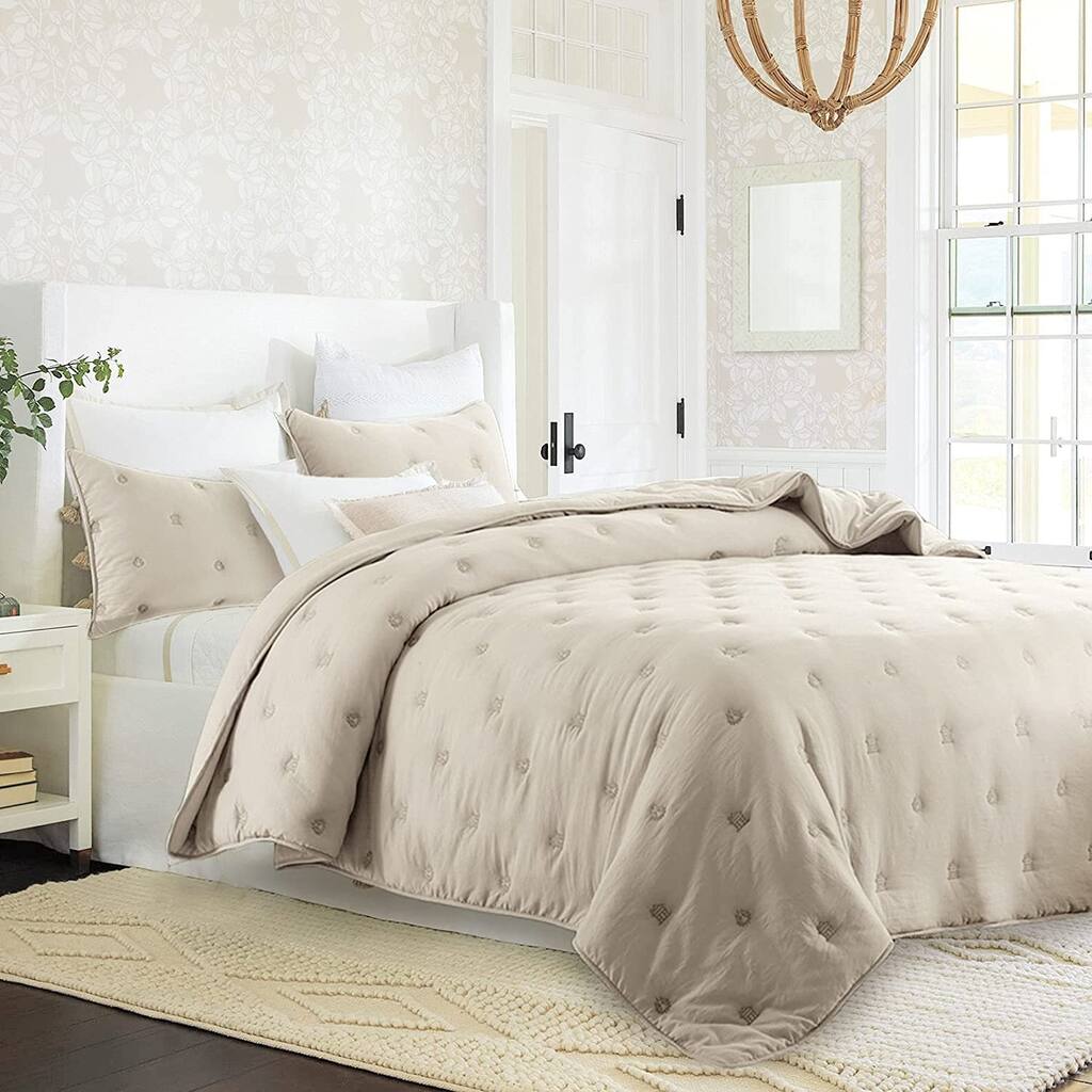 KASENTEX Quilt Bedding Set All Season Ultra Soft Bedspread - Lightweight Machine Washable Coverlet Vintage Stitch Design