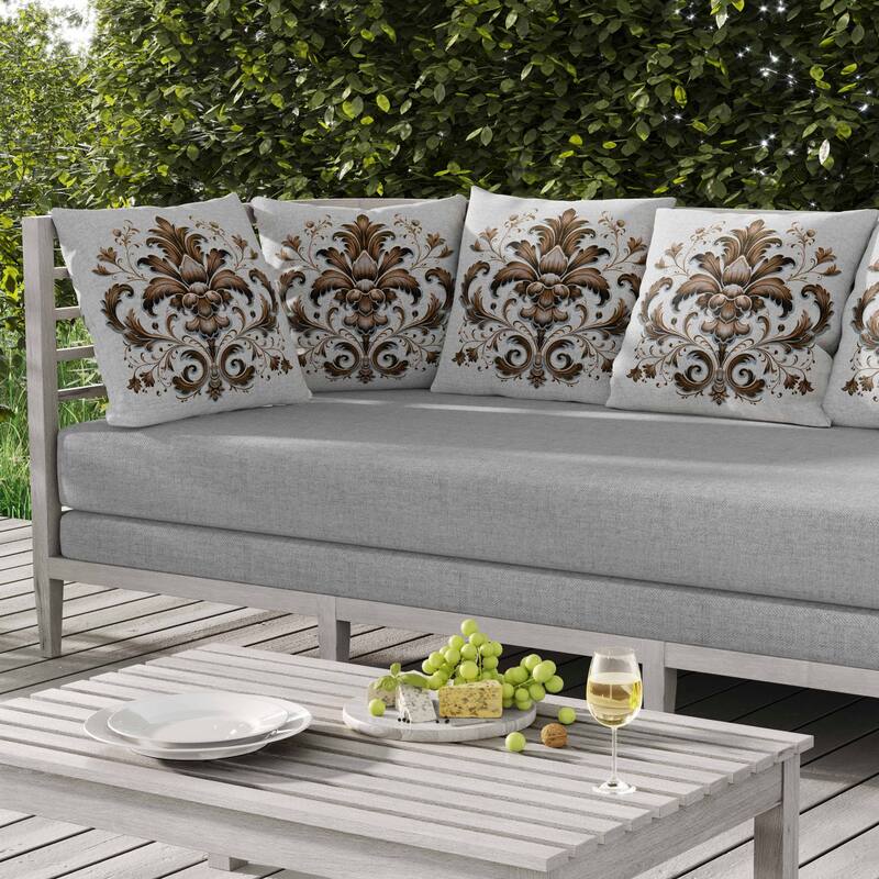 Vintage Veil Indoor/Outdoor Reversible Throw Pillow Blue and Coffee